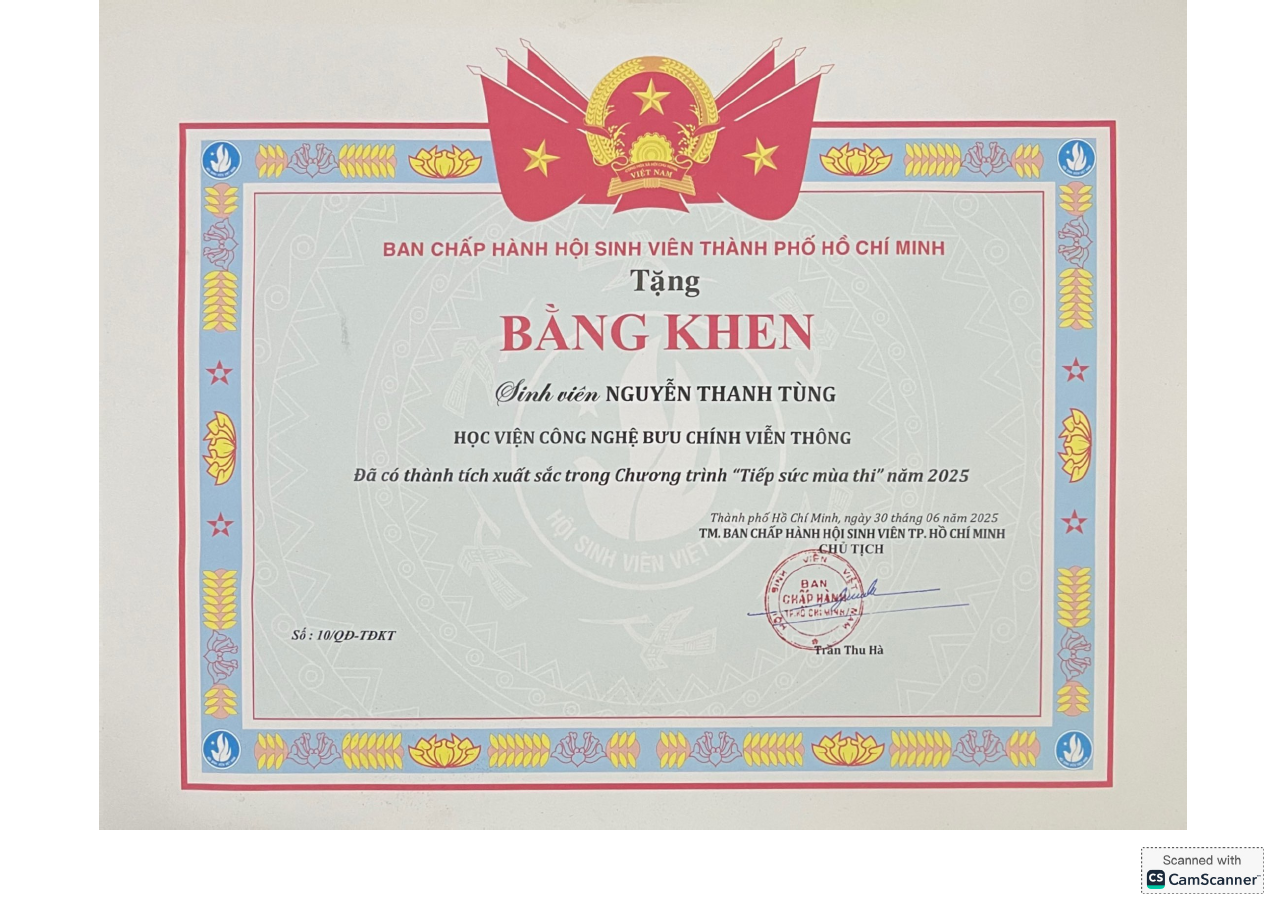 Bằng khen Tiếp sức mùa thi 2025